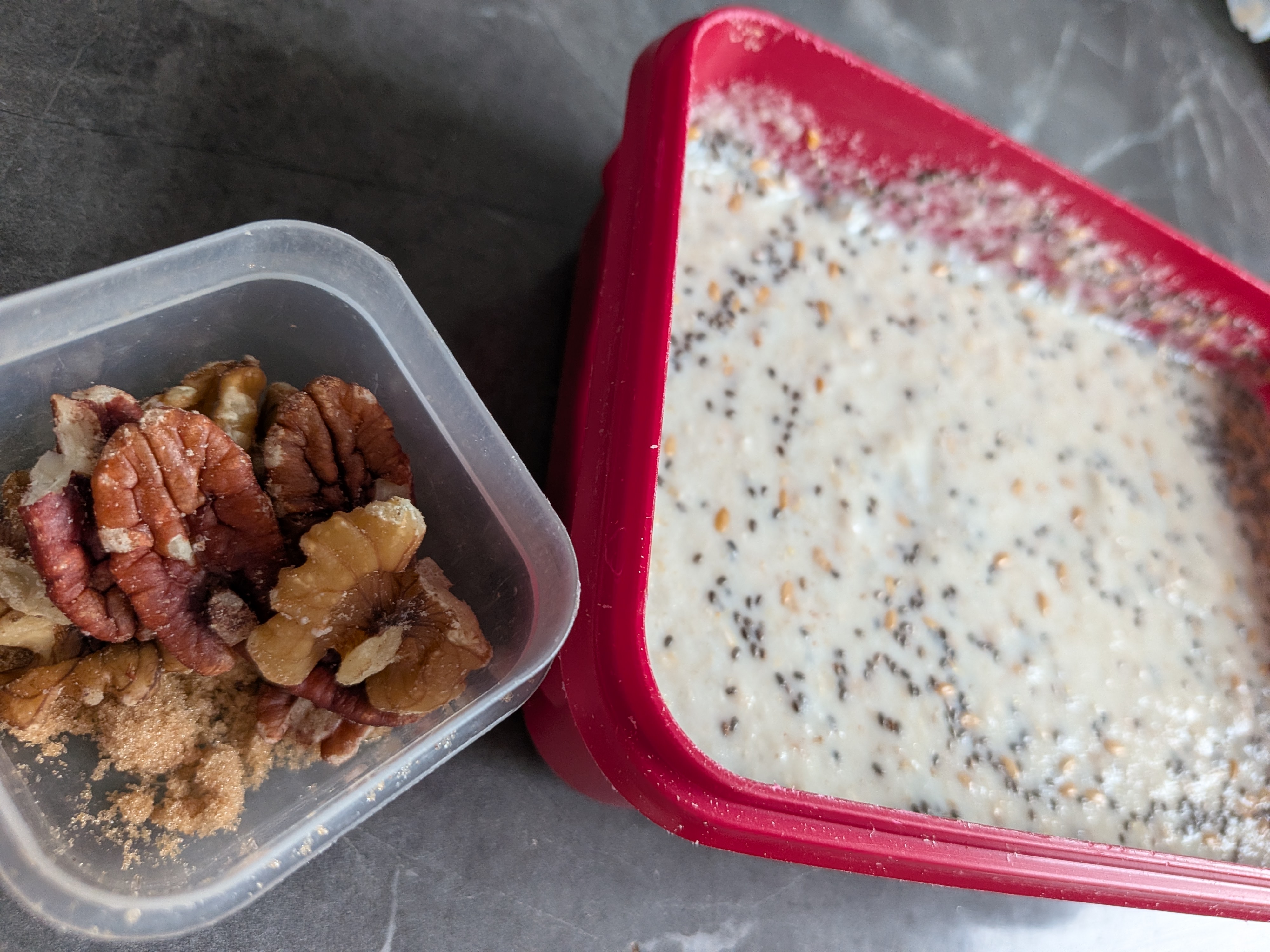 My Ready Brek breakfast with chia seeds, linseed, walnuts and pecans